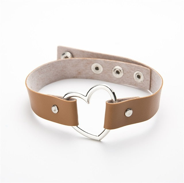 Leather Heart Choker