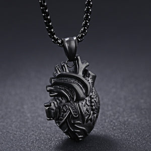 Black Anatomical Heart Necklace