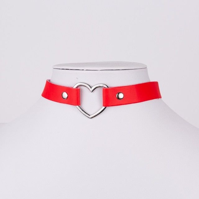 Leather Heart Choker